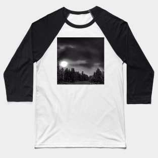 Moon Over Montana - Black and White Baseball T-Shirt